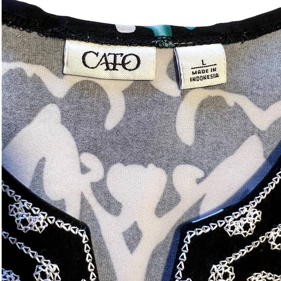 Cato Pullover Dress, Graphic design, Embroidery V-neck, L - Picture 3 of 9